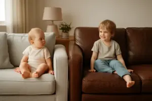 Divano in tessuto o in pelle per bambini piccoli? La soluzione meno stressante per le famiglie